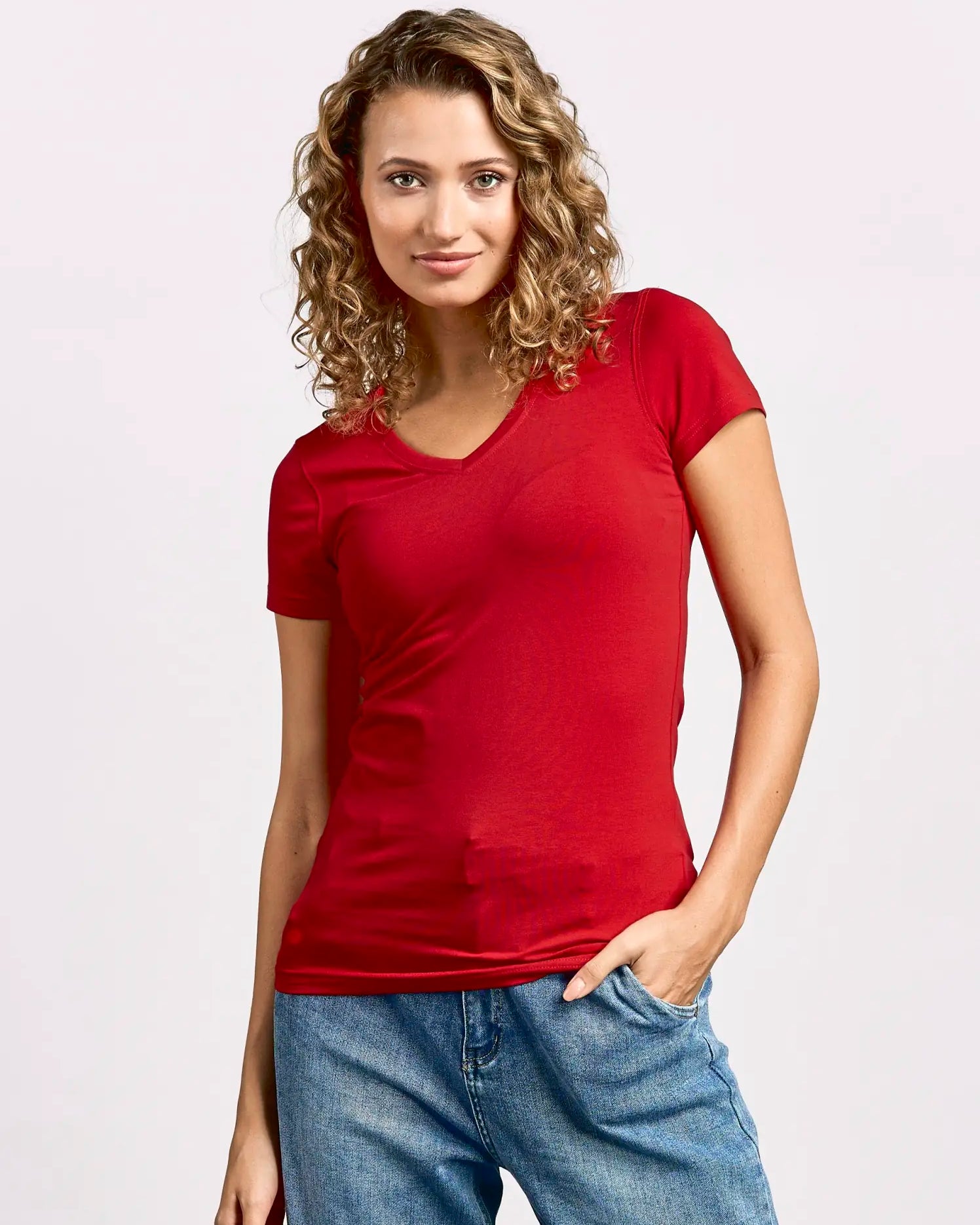 all-groups Women's Slim Fit V Neck T